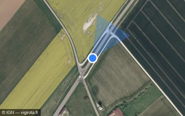Vue satellite de l'emplacement du radar tourelle à Lasson sur Route Nationale 77 / N 77