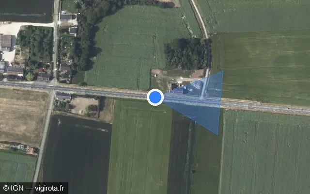 Vue satellite de l'emplacement du radar tourelle à Saint-Denis-Lanneray sur D 927
