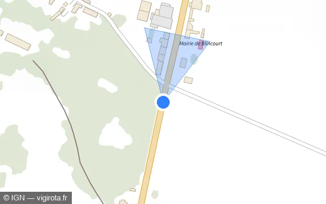 Vue plan de l'emplacement du radar tourelle à Blincourt sur Rue des Flandres / D 1017