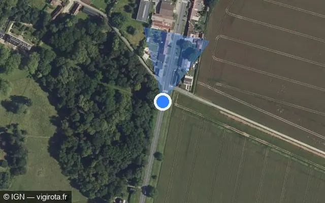 Vue satellite de l'emplacement du radar tourelle à Blincourt sur Rue des Flandres / D 1017