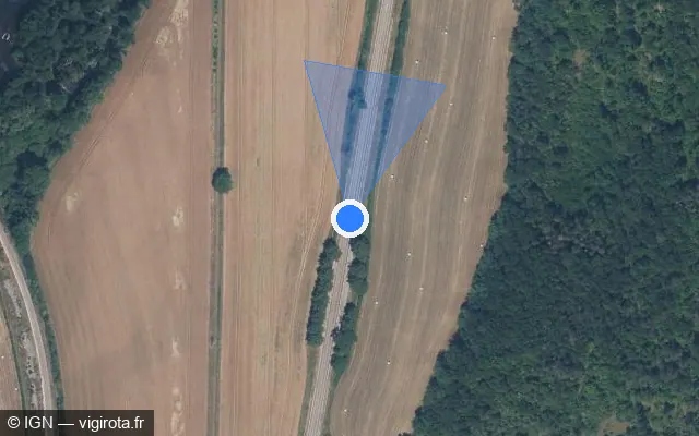Vue satellite de l'emplacement du radar tourelle à Saint-Moré sur D 606