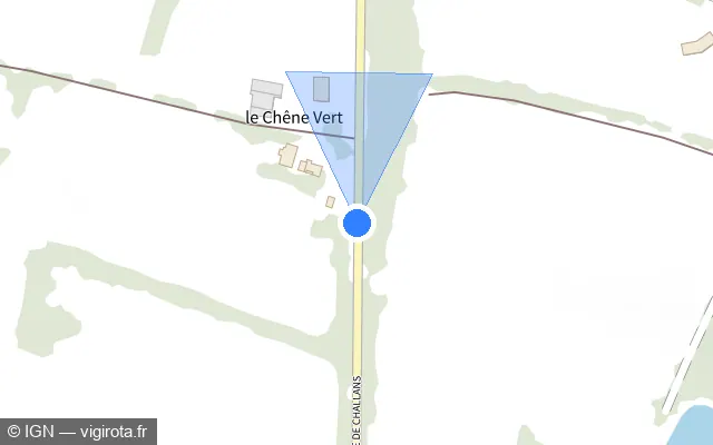 Vue plan de l'emplacement du radar tourelle à Châteauneuf sur Route de Challans / D 58