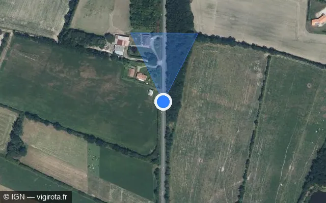 Vue satellite de l'emplacement du radar tourelle à Châteauneuf sur Route de Challans / D 58