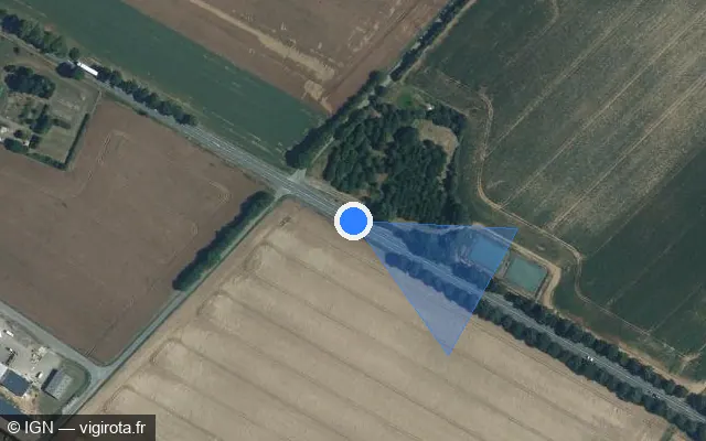 Vue satellite de l'emplacement du radar tourelle à Petosse sur D 148