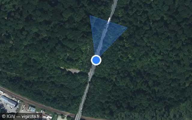 Vue satellite de l'emplacement du radar tourelle à La Londe sur D 438