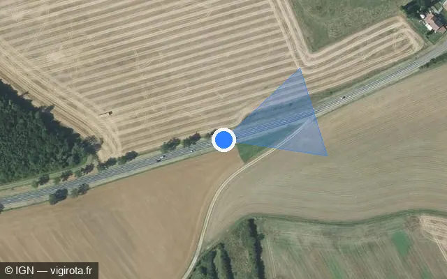 Vue satellite de l'emplacement du radar tourelle à Malavillers sur D 156