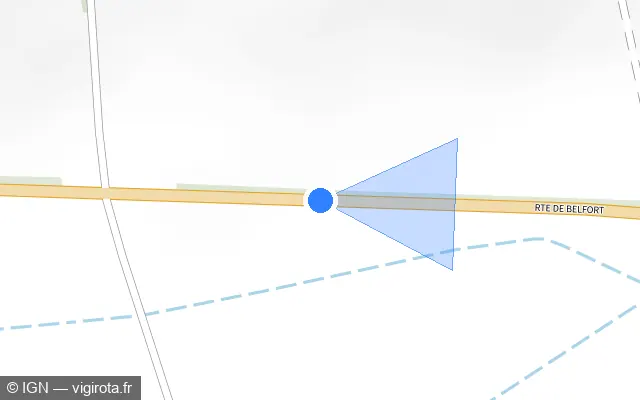 Vue plan de l'emplacement du radar tourelle à Carspach sur Route de Belfort / D 419