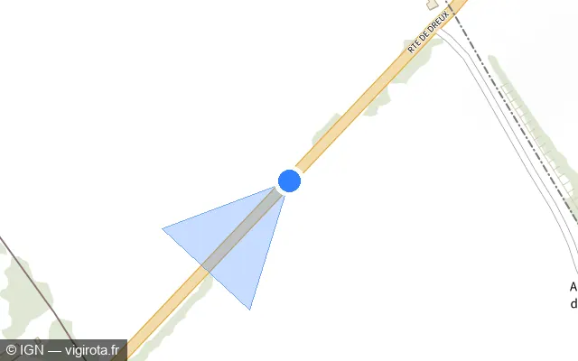 Vue plan de l'emplacement du radar tourelle à Aunay-sous-Crécy sur Route de Dreux / D 928