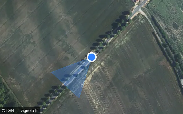 Vue satellite de l'emplacement du radar tourelle à Aunay-sous-Crécy sur Route de Dreux / D 928