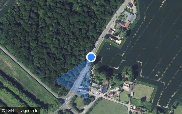 Vue satellite de l'emplacement du radar tourelle à Bavent sur Route de Caen / D 513