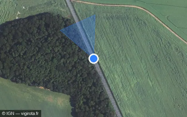 Vue satellite de l'emplacement du radar tourelle à Mittainvilliers-Vérigny sur D 939