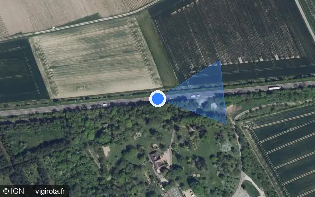 Vue satellite de l'emplacement du radar tourelle à Montgueux sur D 660