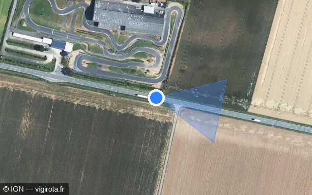Vue satellite de l'emplacement du radar tourelle à Villemaury sur D 955