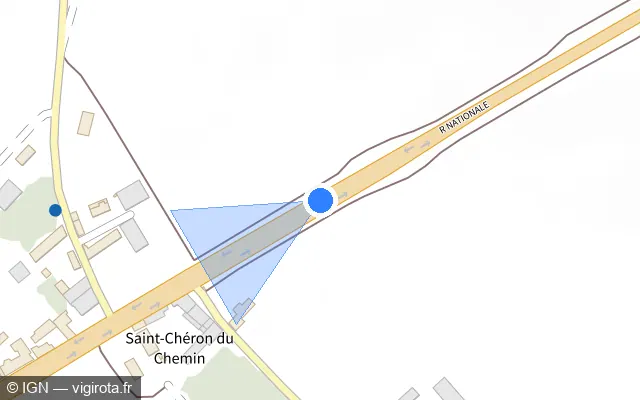 Vue plan de l'emplacement du radar tourelle à Le Gué-de-Longroi sur Rue Nationale / D 910