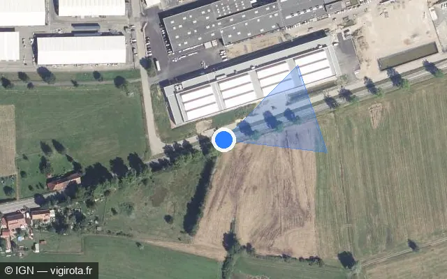 Vue satellite de l'emplacement du radar tourelle à La Vancelle sur D 1059