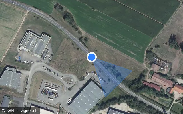 Vue satellite de l'emplacement du radar tourelle à Guewenheim sur D 466