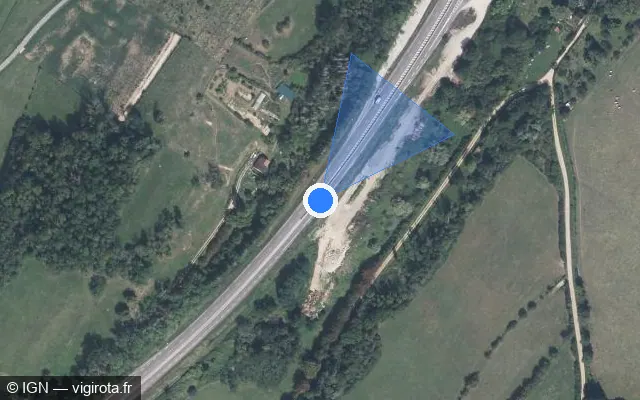 Vue satellite de l'emplacement du radar tourelle à Saint-Lamain sur D 1083