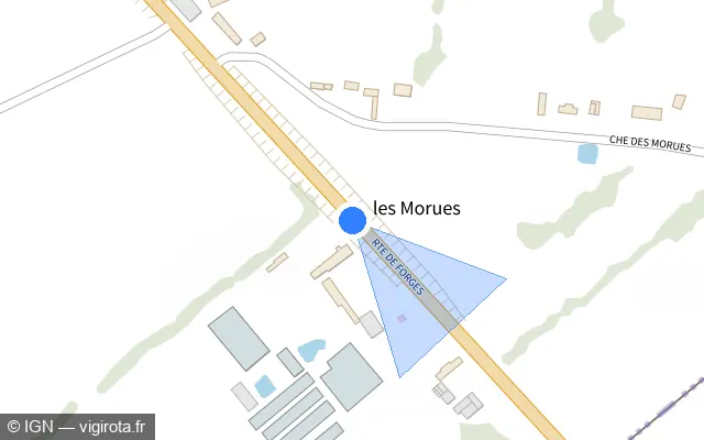 Vue plan de l'emplacement du radar tourelle à Cuy-Saint-Fiacre sur Route de Forges / D 915