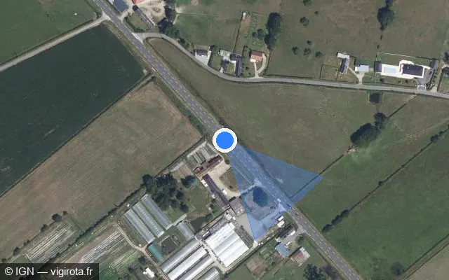 Vue satellite de l'emplacement du radar tourelle à Cuy-Saint-Fiacre sur Route de Forges / D 915