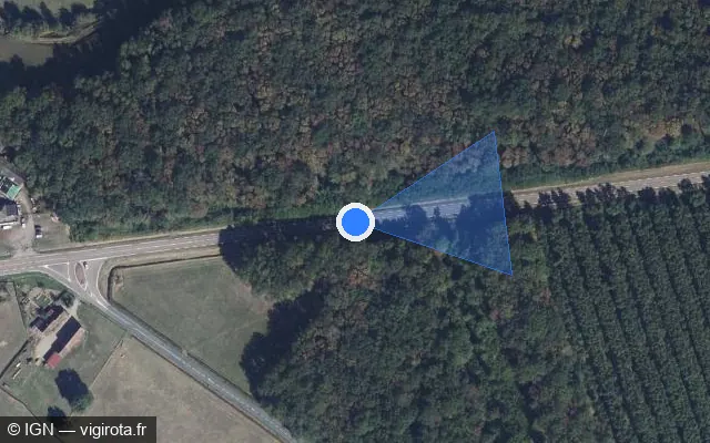 Vue satellite de l'emplacement du radar tourelle à Tamnay-en-Bazois sur Route Impériale / D 978