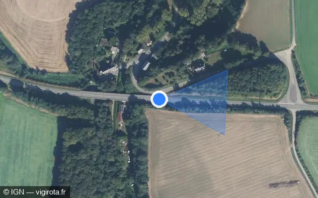Vue satellite de l'emplacement du radar tourelle à Val-Couesnon sur D 155