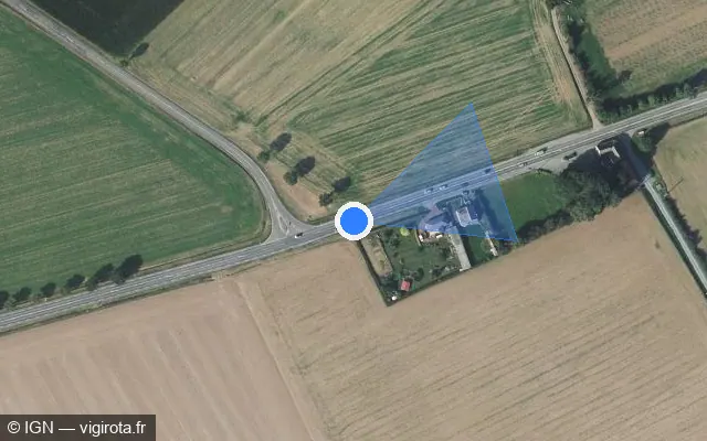 Vue satellite de l'emplacement du radar tourelle à La Thieuloye sur D 941