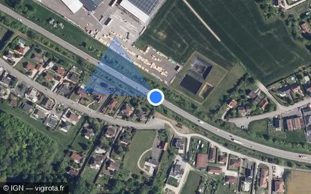Vue satellite de l'emplacement du radar tourelle à Rosières-près-Troyes sur Rocade Ouest / D 610