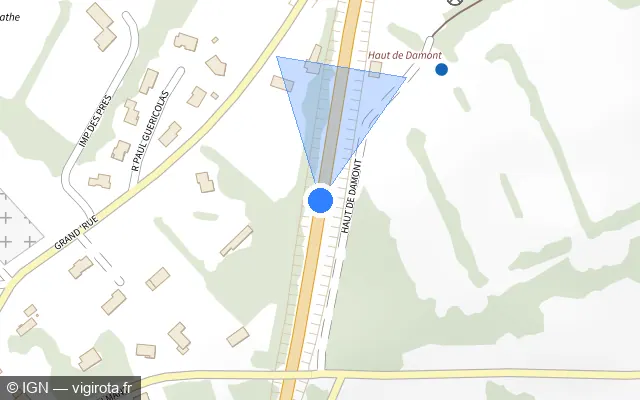 Vue plan de l'emplacement du radar tourelle à Longchamp sur D 46