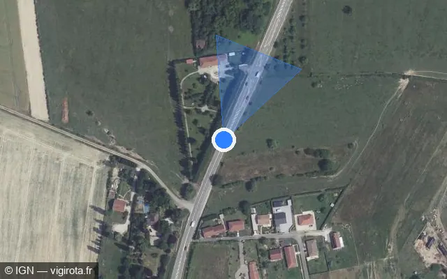 Vue satellite de l'emplacement du radar tourelle à Frampas sur D 384