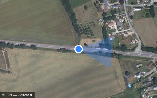 Vue satellite de l'emplacement du radar tourelle à Saint-Eustache-la-Forêt sur D 6015