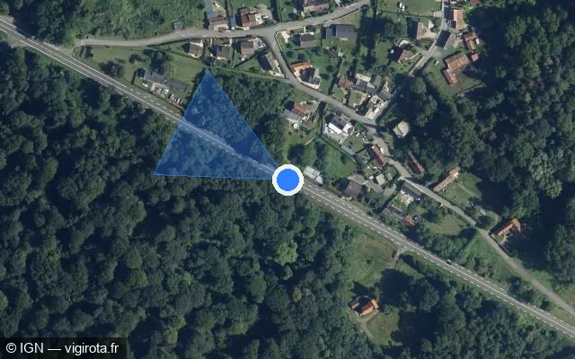 Vue satellite de l'emplacement du radar tourelle à Fourdrain sur Route Nationale / D 1044