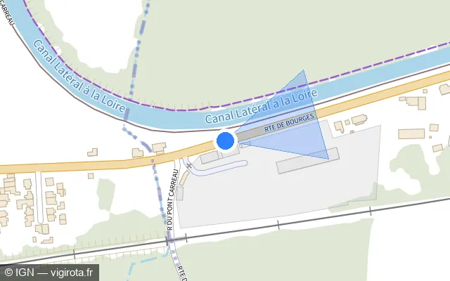 Vue plan de l'emplacement du radar tourelle à Challuy sur Route de Bourges / D 976