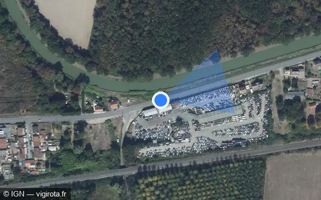 Vue satellite de l'emplacement du radar tourelle à Challuy sur Route de Bourges / D 976