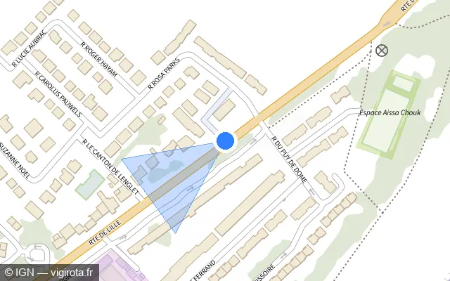Vue plan de l'emplacement du radar tourelle à Annay sur Route de Lille / D 917