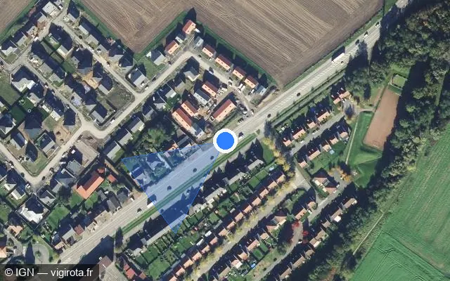 Vue satellite de l'emplacement du radar tourelle à Annay sur Route de Lille / D 917