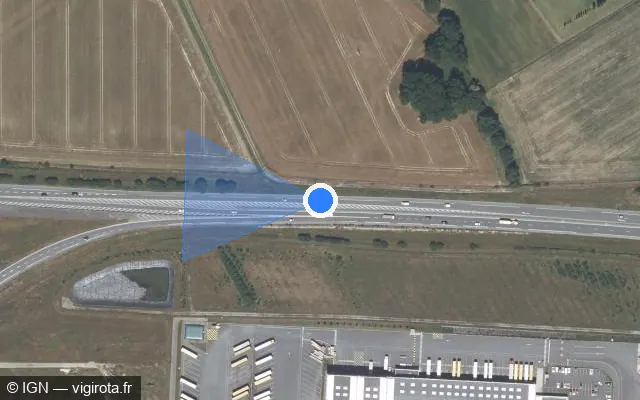 Vue satellite de l'emplacement du radar tourelle à Châteauneuf-d'Ille-et-Vilaine sur N 176 / E 401