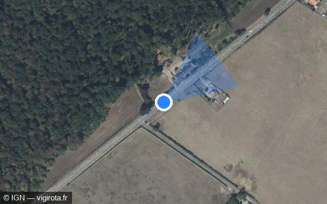 Vue satellite de l'emplacement du radar tourelle à Sauvigny-les-Bois sur Route du Morvan / D 978