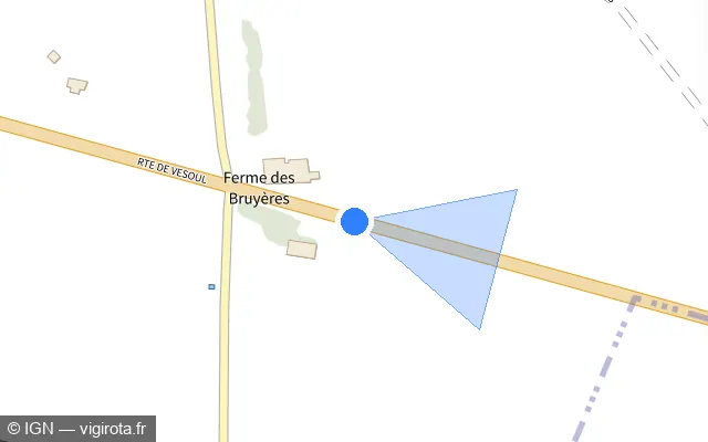 Vue plan de l'emplacement du radar tourelle à Chaudenay sur N 19 / E 54
