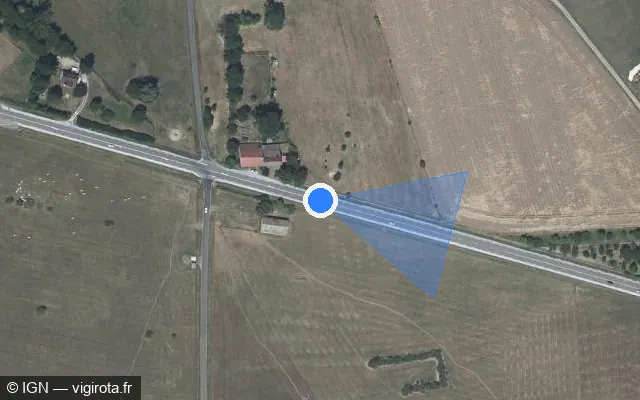 Vue satellite de l'emplacement du radar tourelle à Chaudenay sur N 19 / E 54