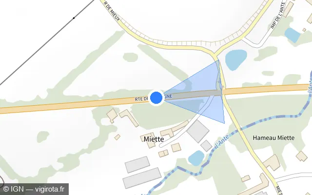 Vue plan de l'emplacement du radar tourelle à Noron-l'Abbaye sur Route de Bretagne / D 511