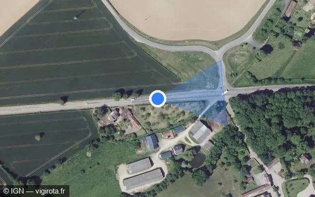Vue satellite de l'emplacement du radar tourelle à Noron-l'Abbaye sur Route de Bretagne / D 511