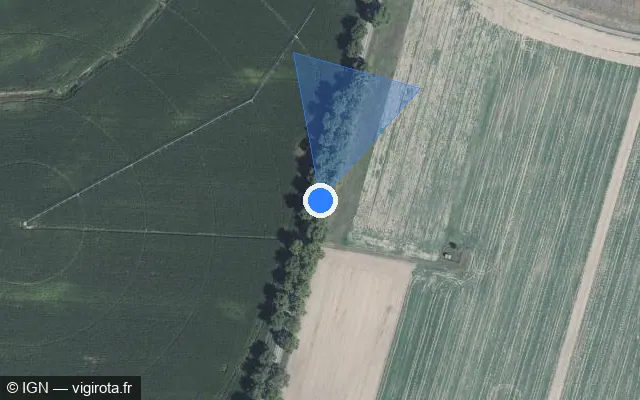 Vue satellite de l'emplacement du radar tourelle à Ruelisheim sur D 20