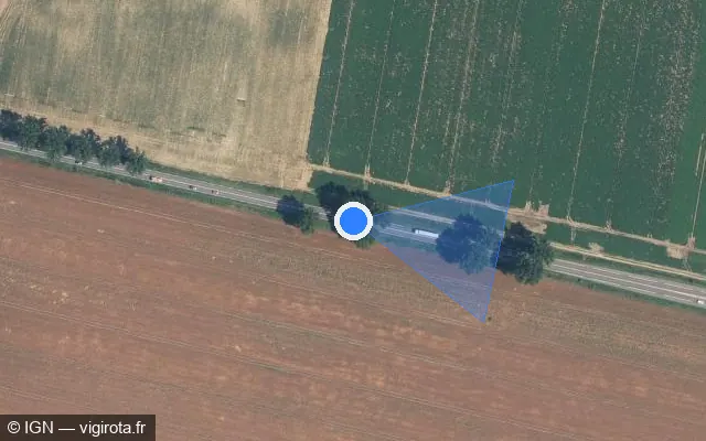 Vue satellite de l'emplacement du radar tourelle à Fontenoy sur N 31 / E 46