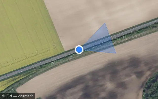 Vue satellite de l'emplacement du radar tourelle à Saint-Benoist-sur-Vanne sur Route Nationale / D 660
