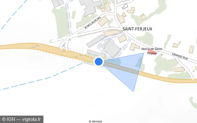 Vue plan de l'emplacement du radar tourelle à Saint-Ferjeux sur D 9