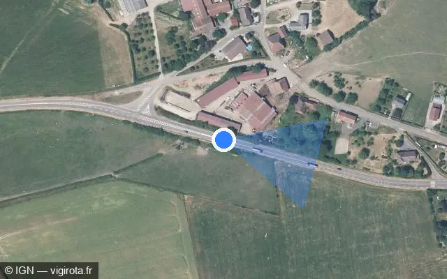 Vue satellite de l'emplacement du radar tourelle à Saint-Ferjeux sur D 9