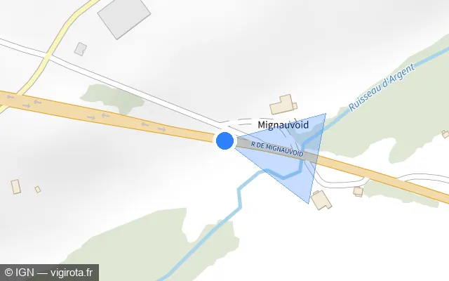 Vue plan de l'emplacement du radar tourelle à La Baffe sur Route de Gérardmer / D 11