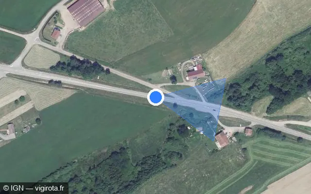 Vue satellite de l'emplacement du radar tourelle à La Baffe sur Route de Gérardmer / D 11