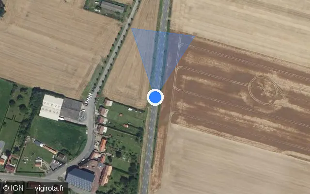 Vue satellite de l'emplacement du radar tourelle à Tilloloy sur D 1017