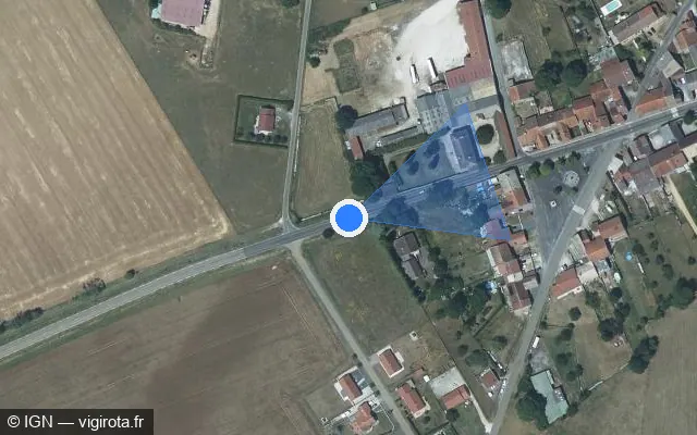 Vue satellite de l'emplacement du radar tourelle à Prez-sous-Lafauche sur Route Nationale / D 674